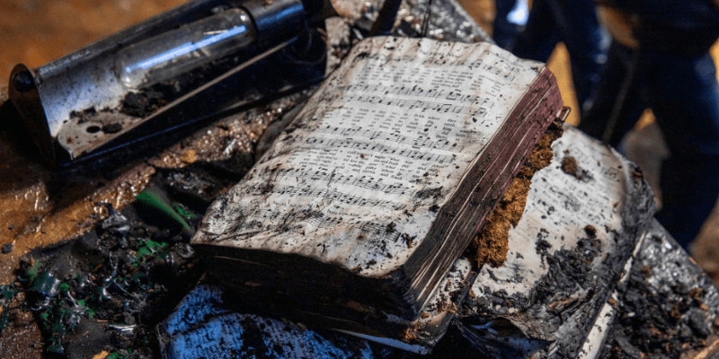 burnt book, burnt music (Brian van der Brug Los Angeles Times via Getty Images)