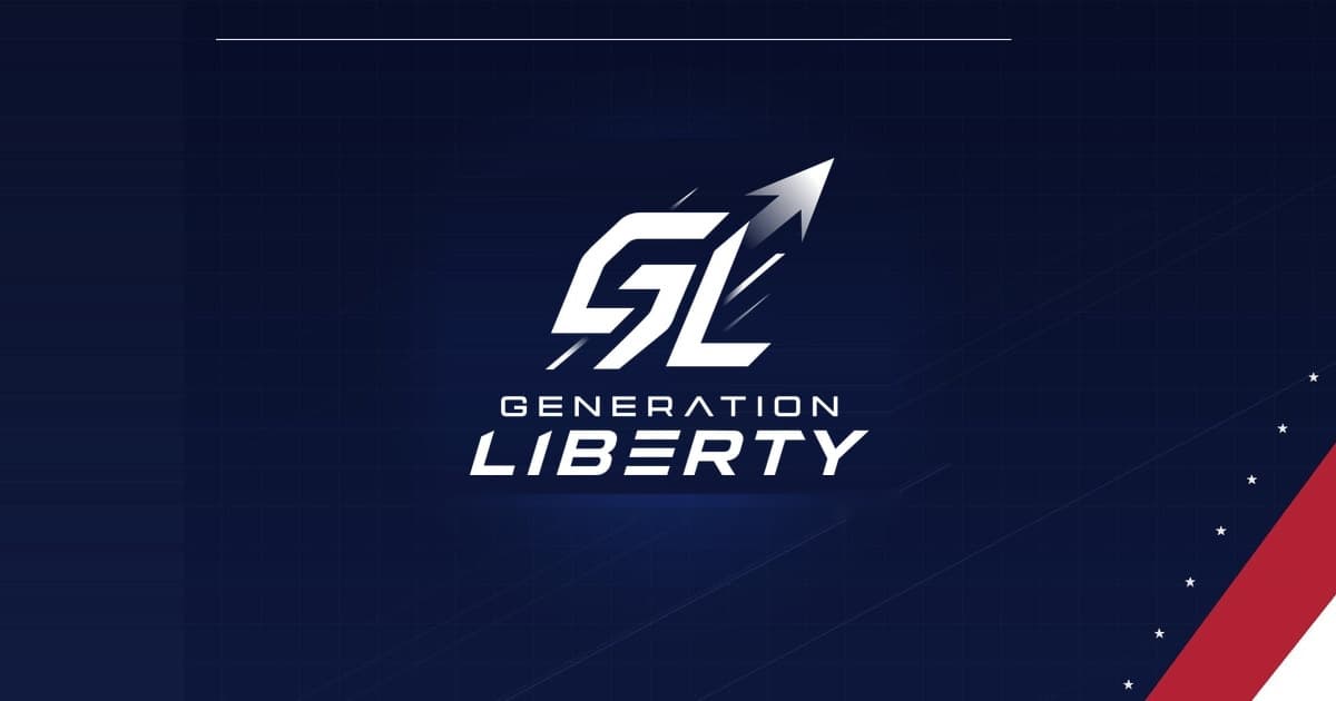 Generation Liberty logo on a navy field with a red and white stripe